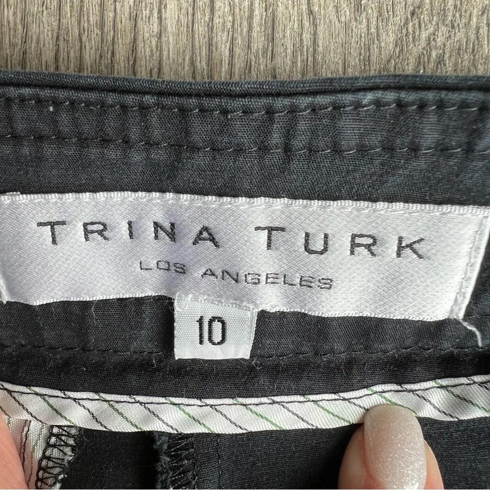 TRINA TURK Black Wash Flat Front Buckle Shorts Size 10